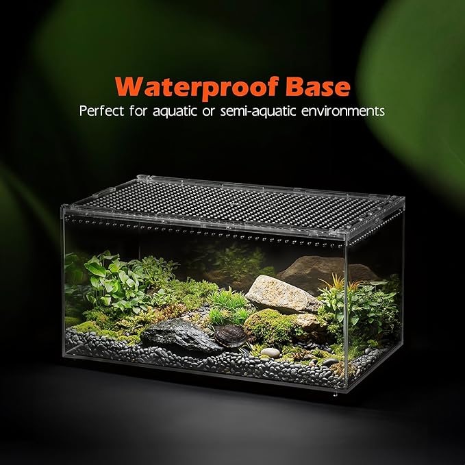 AZV Escape Proof Reptile Terrarium,Shatter Proof Polycarbonate Tarantula Tank with Magnetic Lid,Ventilated Spider Enclosure,360° Clear View,Easy Clean Habitat for Gecko,Frogs,Insects,Hermit Crabs XL
