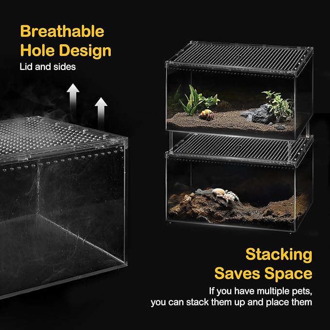 Reptile PC Terrarium,Tarantula Enclosure,Spider Tank Starter Kit,Leopard Gecko Container,Hermit Crab Habitat,Lizard Enclosure,Insect Housing,Jumping Spider Cage,Small Bearded Dragon Vivarium L