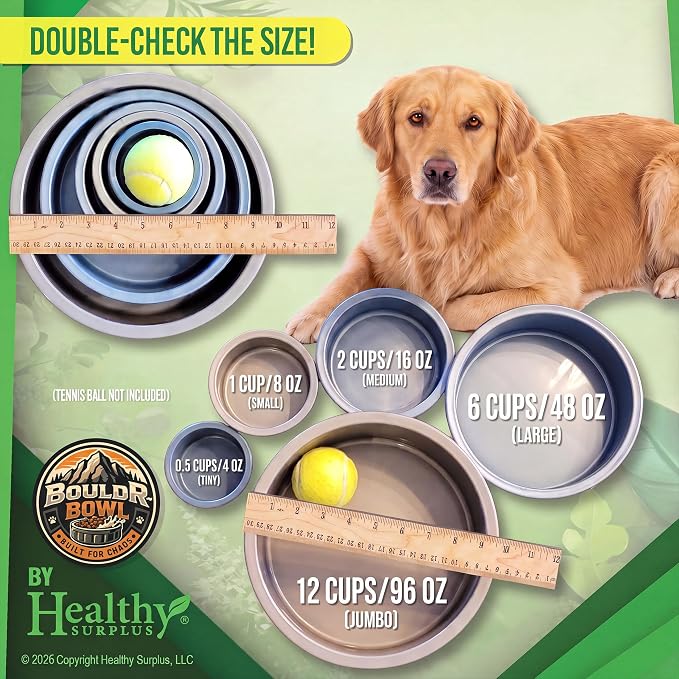 Pet Crock Bowl - 2 Pack – Thick Durable Plastic Non-Tip Food & Water Dish for Dogs, Cats - Indoor/Outdoor - Chew Resistant, Easy Clean BouldrBowl from Healthy Surplus® (Pink, 96oz Jumbo)