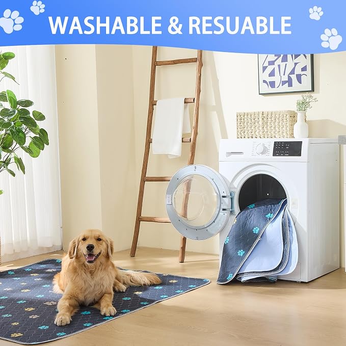 Aitmexcn Washable Pee Pads for Dogs, 2 Pack Reusable Puppy Training Pads, Heavy Absorbency, Leak-Resistant Non-Slip Dog Mats for Playpens, Crates, Whelping and Senior Dogs (36"x48")