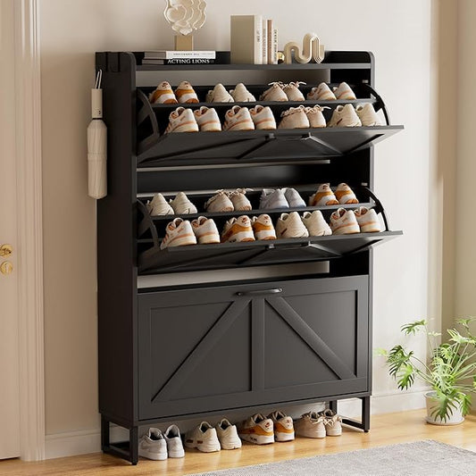 EOYUTLLY Shoe Cabinet Storage for Entryway, Narrow Shoe Rack