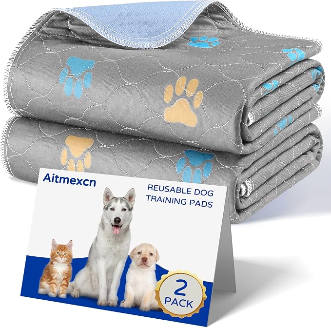 Aitmexcn Washable Pee Pads for Dogs, 2 Large Puppy Pads, 36'' x 36'' | Highly Absorbent, Waterproof Layer, Machine Washable, Non-Slip Bottom, For Playpens and Senior Dogs