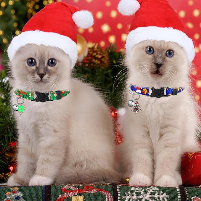 Talltalk 15 Pcs Holiday Cat Collars Thanksgiving Christmas Adjustable Breakaway Cat Collars Bundle with Plastic Buckle for Fall Seasonal Holiday Pet Kitten