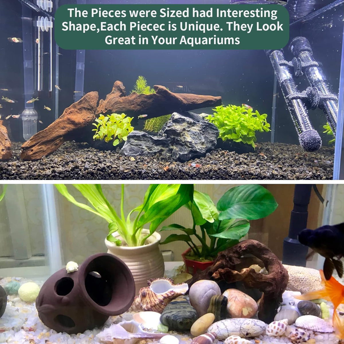 5 Pcs Driftwood Branches Aquarium Wood Decoration Natural Fish Tank Habitat Decor Wood for Lizard Assorted Size-Small