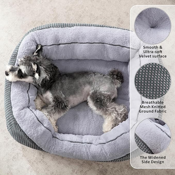 Dog Bed for Small Dogs - Washable, Orthopedic, Calming & Warming - Durable Pet Bed with Anti-Slip Bottom (25"x21"x8")
