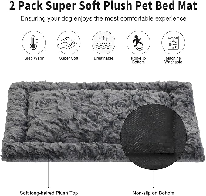 2 Pack Dog Bed for Large Medium Small Dogs,Reversible Rectangle Dog Bed,Washable Orthopedic Durable Sofa Bed for Pet Sleeping Puppy Cat-XL-Grey