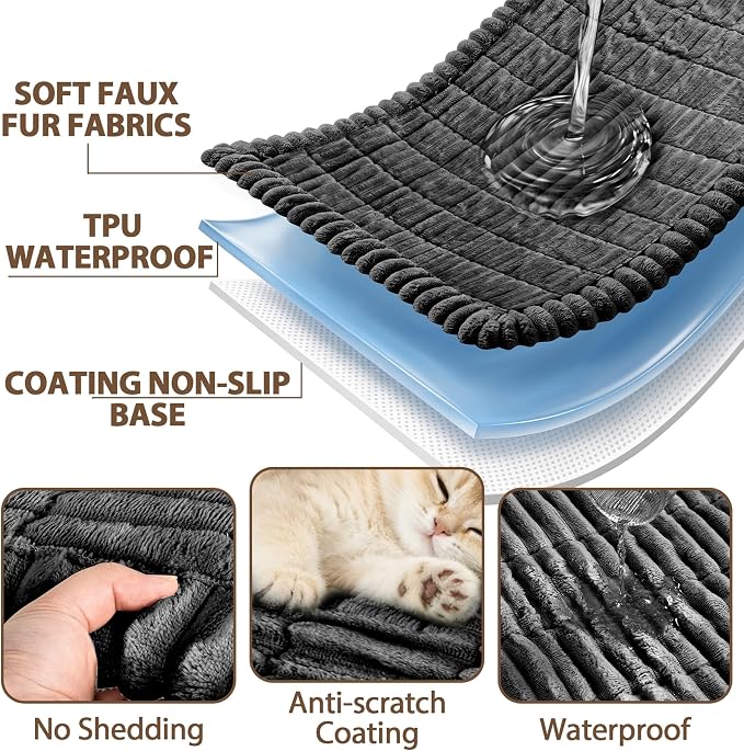 FUANGUI Waterproof Couch Cover Sofa Cover for Dogs and Pets Sofa Protector | Non-Slip Washable Fuzzy Soft Cat Bed Sofa Slipcover for 2-3 Cushion Couch Sofa Pet Friendly, Dark Grey, 27.6" x 59.1", 1 pcs