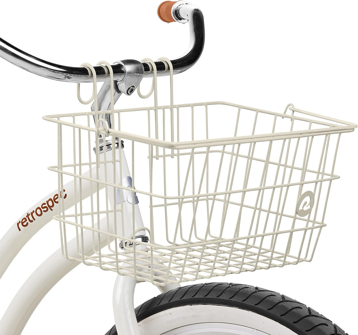 Retrospec Apollo-Lite Lift-Off Bike Basket - Detachable Steel Handlebar Basket with Carrying Handle for Commuting, Shopping & Beach Trips - 14.5in x 9.5in Weather-Resistant Biking Gear