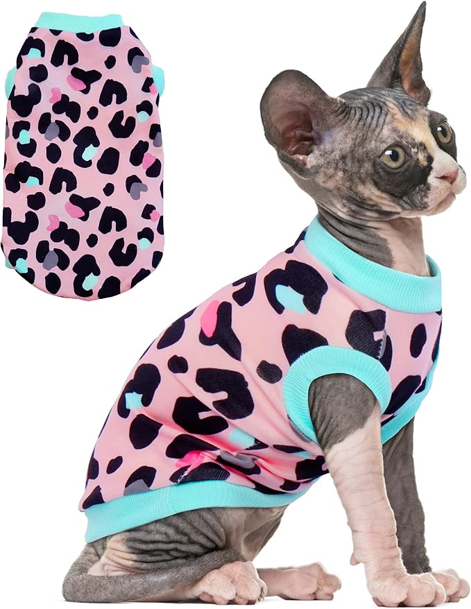 PUMYPOREITY Sphynx Cat Clothes - Soft & Stretchy Sweater Shirt, Pink, XS