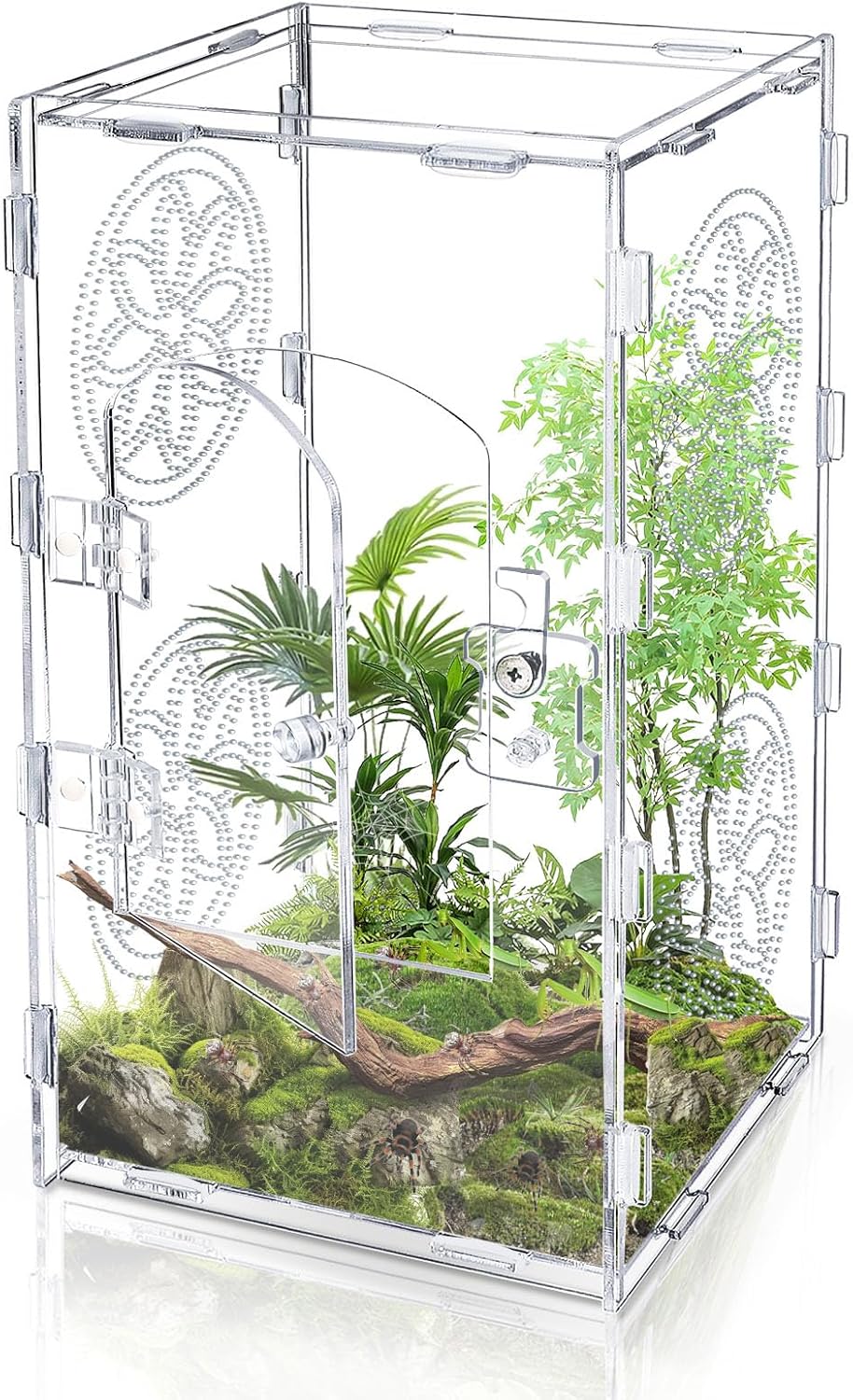 Jumping Spider Enclosure, 12x6x6 Inch Acrylic Tarantula Enclosure, Jumping Spider Accessories with Front Opening Door