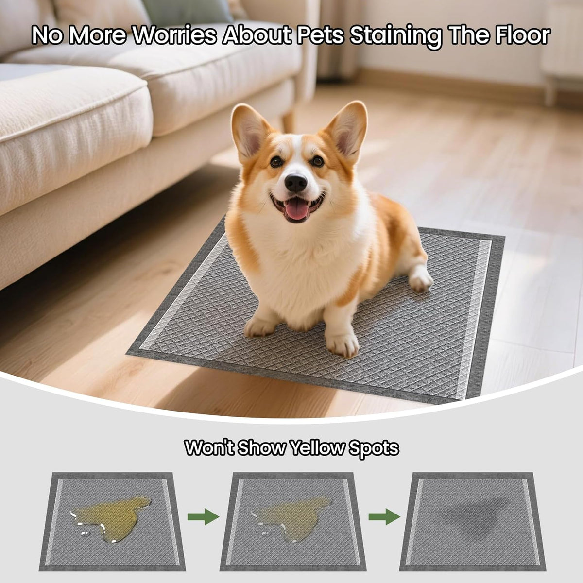 Charcoal Puppy Pads 80 Counts. Everyday comfort that fits naturally into your space.