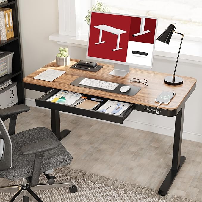 Standing Desk with Drawer, Electric Height Adjustable Home Office Desk with