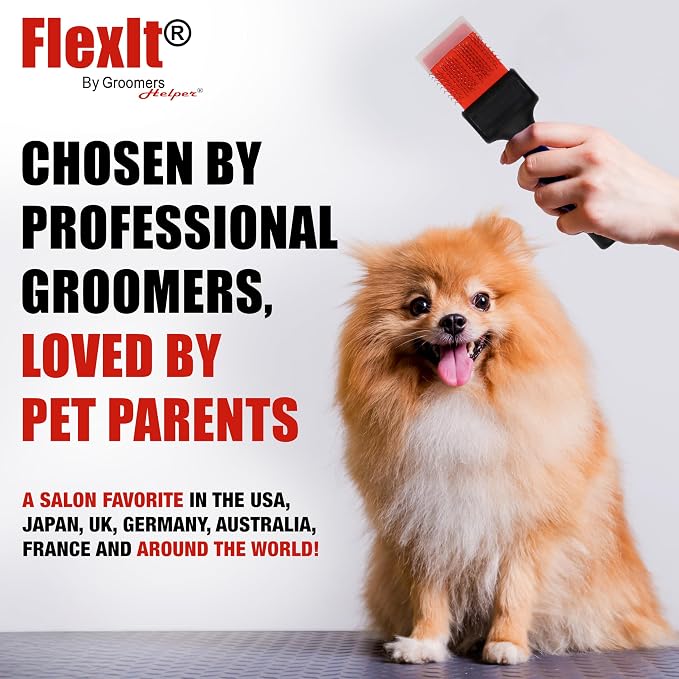 FlexIt Home - Flexible Slicker Brush for Dogs (Single, Firm Flex) | Dog Grooming Brush for Poodles, Golden Doodles, Huskies, Retrievers, and Labradoodles | 3-in-1 System & Video Trainings