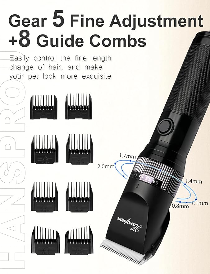 Dog Clippers for Grooming, 12V Professional Dog Clippers，Heavy Dutt Corded Pet Hair Trimmer Pet Trimmer for Thick Hair with Guard Combs Brush