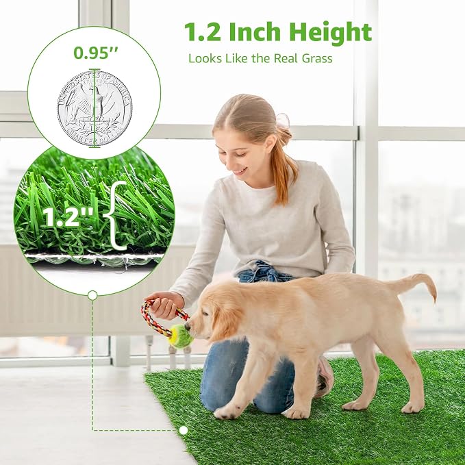 Artificial Dog Grass Pee Pad 39.4"x 31.5" 1 Pack, Fake Grass Potty Training | Easy to Clean, with Drainage, Reusable, Realistic, Pet-Friendly, Turf Grass Mat, for Apartment, Balcony, Indoor Outddor Use