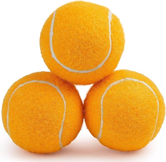 PrimePets Tennis Balls, 3pcs Natural Rubber Squeaky Balls for Dogs, Interactive Floating Dog Toy for Medium, Large Dogs