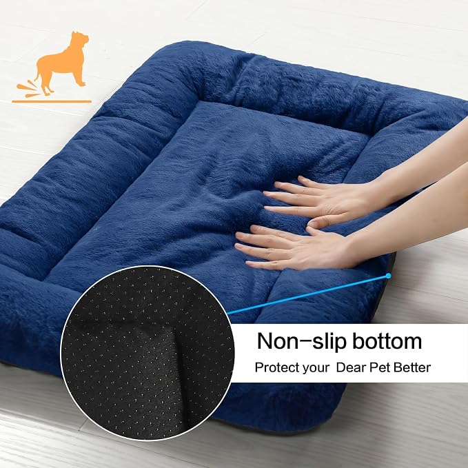 Dog Crate Pad Washable Dog Bed for Crate Large Cozy Mat 42-Inch Navy Blue | Ultra Soft Kennel Pad,Anti-Slip Bottom,Fits for Most Metal Crates,Comfortable Sleeping Pet Mat