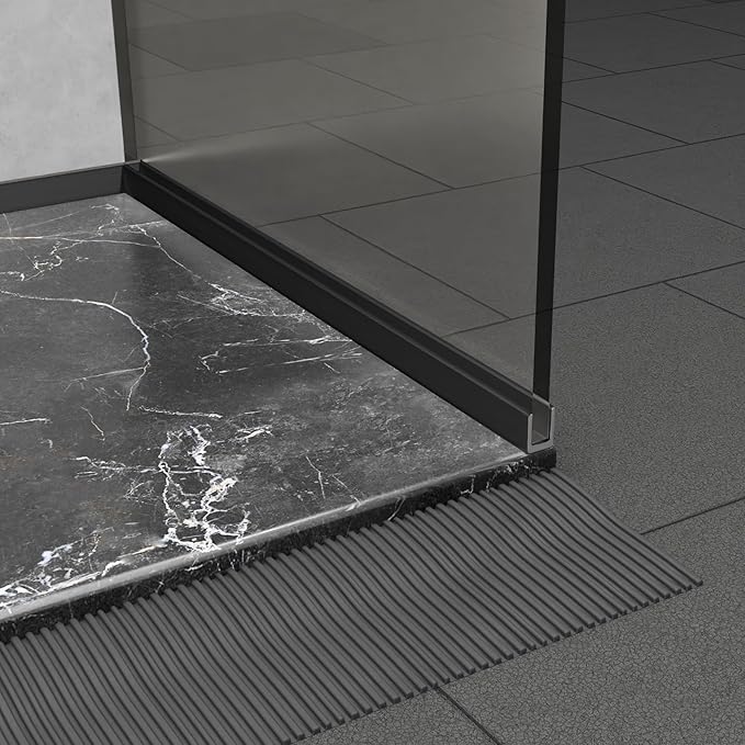 Brixwell SDCD3812MBL-CCP18-XCP25 Matte Black Frameless Shower Door Aluminum