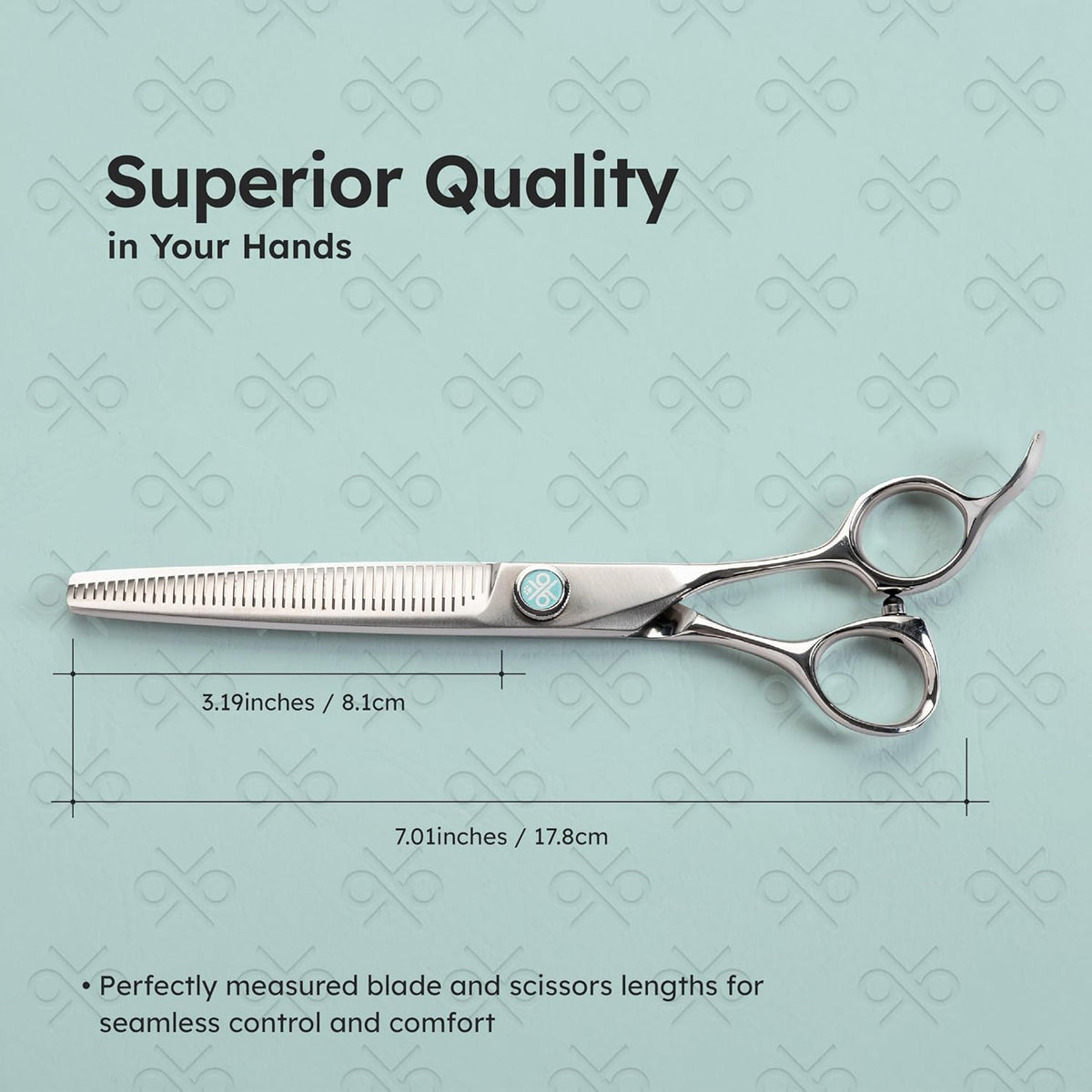 8” Dog Grooming Scissors – VG10 Japanese Steel Professional Pet Thinning Shears for Cats & Dogs | Clean Cut & Precise Trimming | Lightweight, Ergonomic, Handcrafted | Thinning Rate 50% | K9 Shears