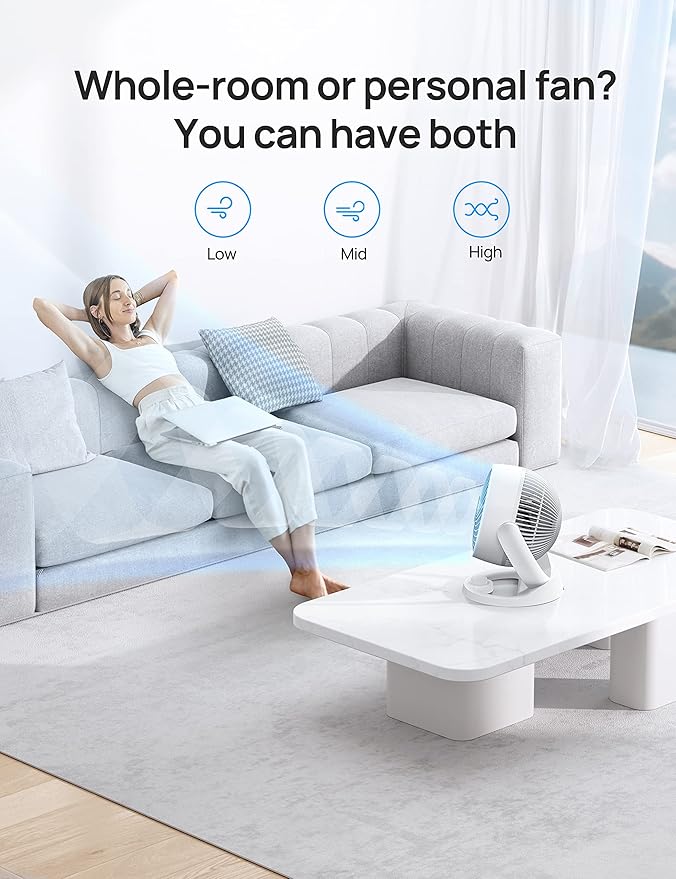 Dreo Fan for Bedroom, 12 Inches, 70ft Powerful Airflow, 28db Quiet Table Air