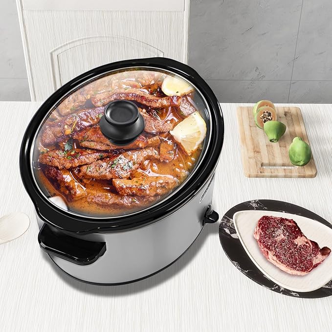 HOMECOOKIN 6 Quart Slow Cooker Oval Manual Pot Food Warmer