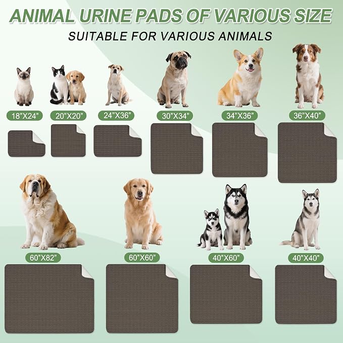 Washable Pee Pads for Dogs Puppy Pad, Coffee 40”x60” 1 Pack | High Absorbent Dog Pee Pad Leak Proof Cat Rugs, Reusable Non Slip Pet Mat, Wee Wee Pads for Training, Crate and Floor