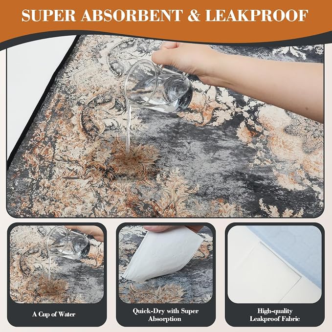 Washable Pee Pads for Dogs, Reusable Puppy Training Pads 2 Pack. 36''x48'' Non-Slip and Leakproof Washable Pee Mat, Super Absorbent Dog Rugs, Whelping Pads for Crates and Floors