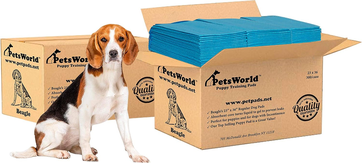 PETSWORLD Puppy Pads, 23x36 Inch, 600 Count - Puppy Pee Pads for Dogs, Tear Resistant, Economy Value, Super-Absorbent Polymer Gel Core, Perfect for Puppies, Smaller Dogs