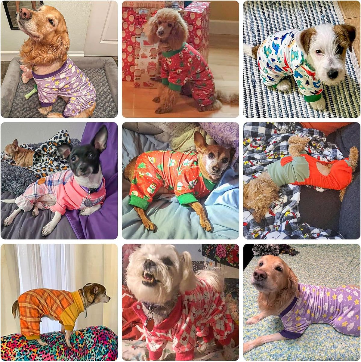 BEAUTYZOO Dog Pajamas Large Sized Dog, Summer Doggie Pajamas for Boy Girl, Soft Strechy Cotton Puppy Pjs Jammies Onesies for Men Women, Pet Jumpsuit Body Suit Cat Apparel Clothes, Pink Heart L