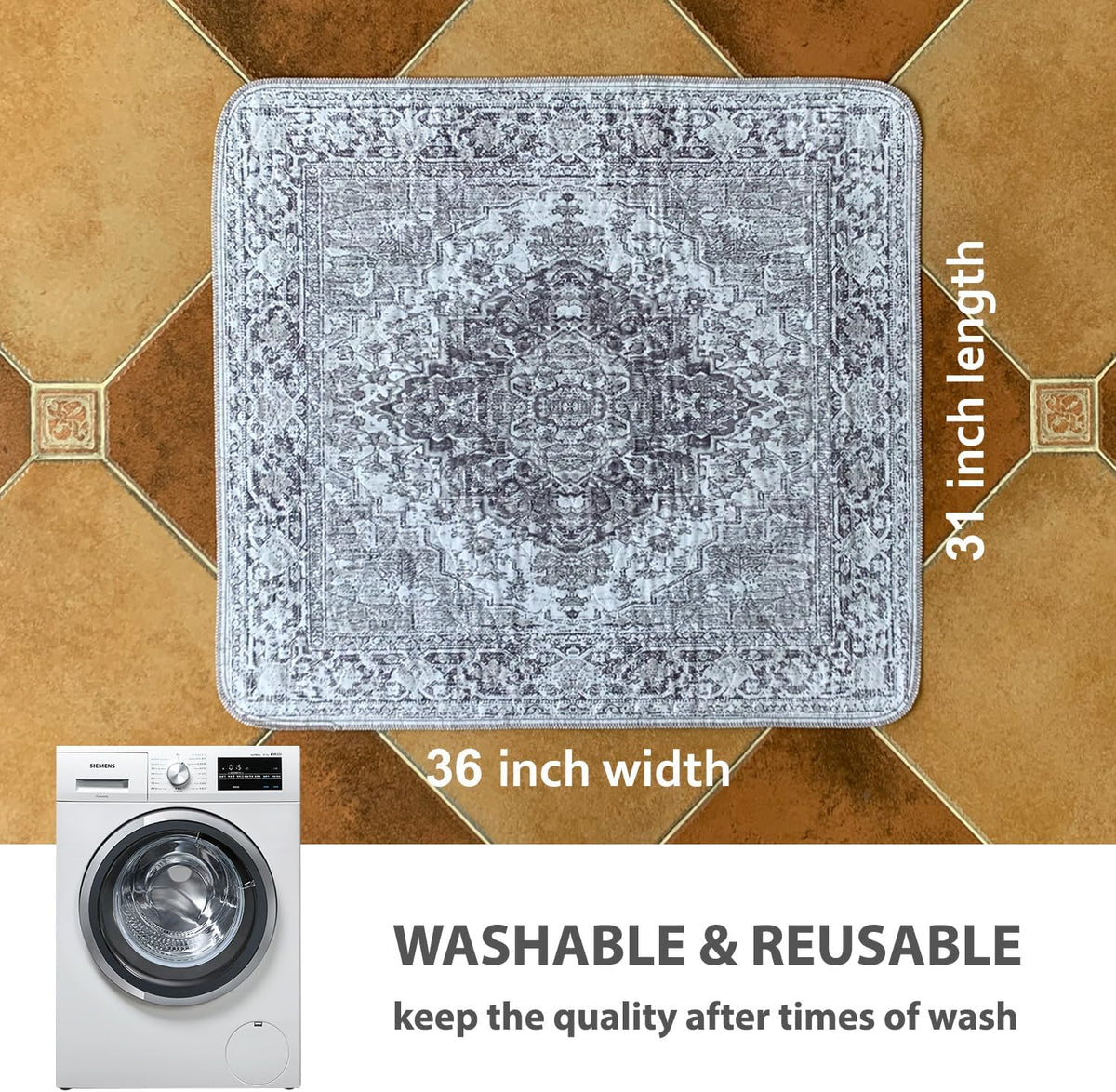 nunubaby Washable Pee Pads for Dogs, Stylish, Non-Slip and Leak-Proof Pee Pads. Reusable Potty Pads for Dogs for Crates and Floors.(Gray/Geo, 31" x36")