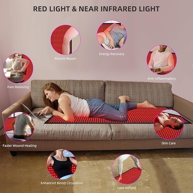 Red Light Therapy Large Mat for Whole Body Relief 71''x31'' Infrared Therapy