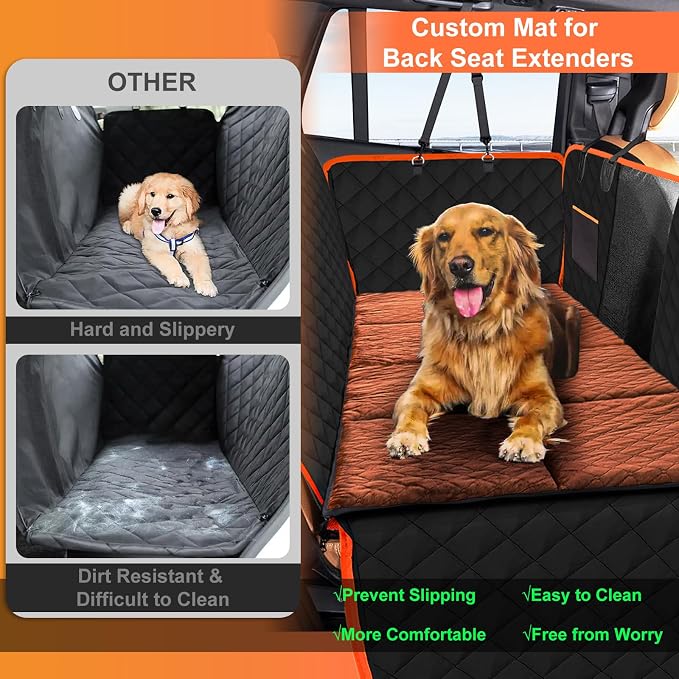 Car Backseat Dog Mat, Comfortable Non-Slip Cushion Suitable for Travel Dog Bed and Pet Home Sofa Blanket, Custom Mat for Car Backseat Extender and Seat Cover (Brown 51.2x23.6in)