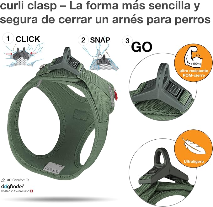 Vest Harness curli Clasp Air-Mesh Moss S