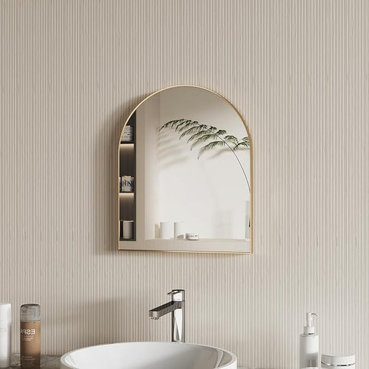 15x23 Inch Compact Gold Arched Mirror Perfect