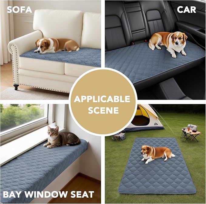 H.VERSAILTEX Chenille Couch Cover for Dogs Washable Soft Fuzzy Chaise Cover Sectional Couch Covers for L Shaped Sofa Both Left/Right Thick Pet Couch Cover Protector Non-Slip(Stone Blue, 34" x 68")