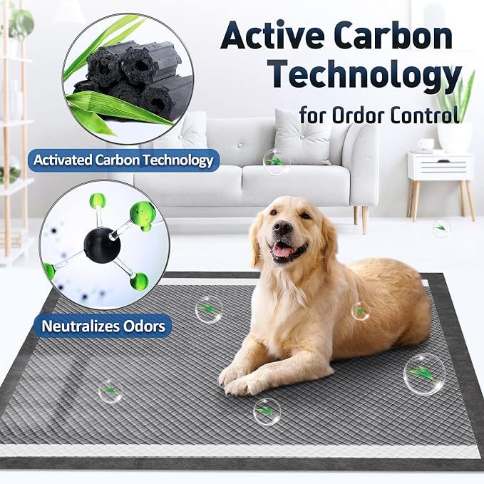 Gimars Upgrade Odor Control 4XL 36x36 Extra Large Thicken 9 Layers Extra Absorbent Charcoal Pee Pads for Dogs - Leak Proof Dog Training Pads Quick Dry - 30 Counts