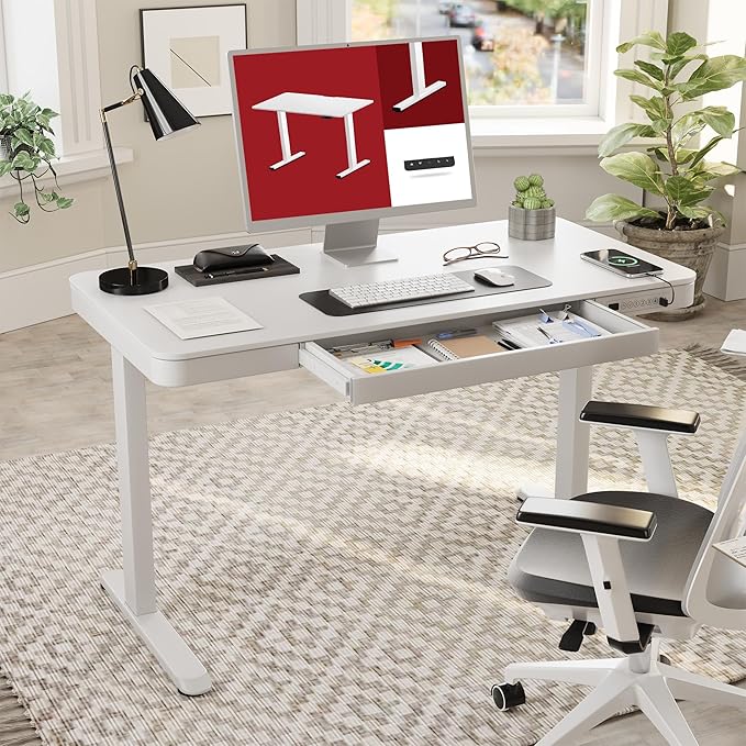 SANODESK Standing Desk with Drawer, Electric Height Adjustable Home Office Desk