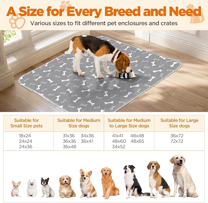 Washable Pee Pads for Dogs, 2 Pack Reusable Puppy Pads, 24"x24" | Super Absorbent, Waterproof & Leakproof, Non-Slip Bottom, Machine Washable, For Floors, Beds, Couches, Crates, Carpets, Cars