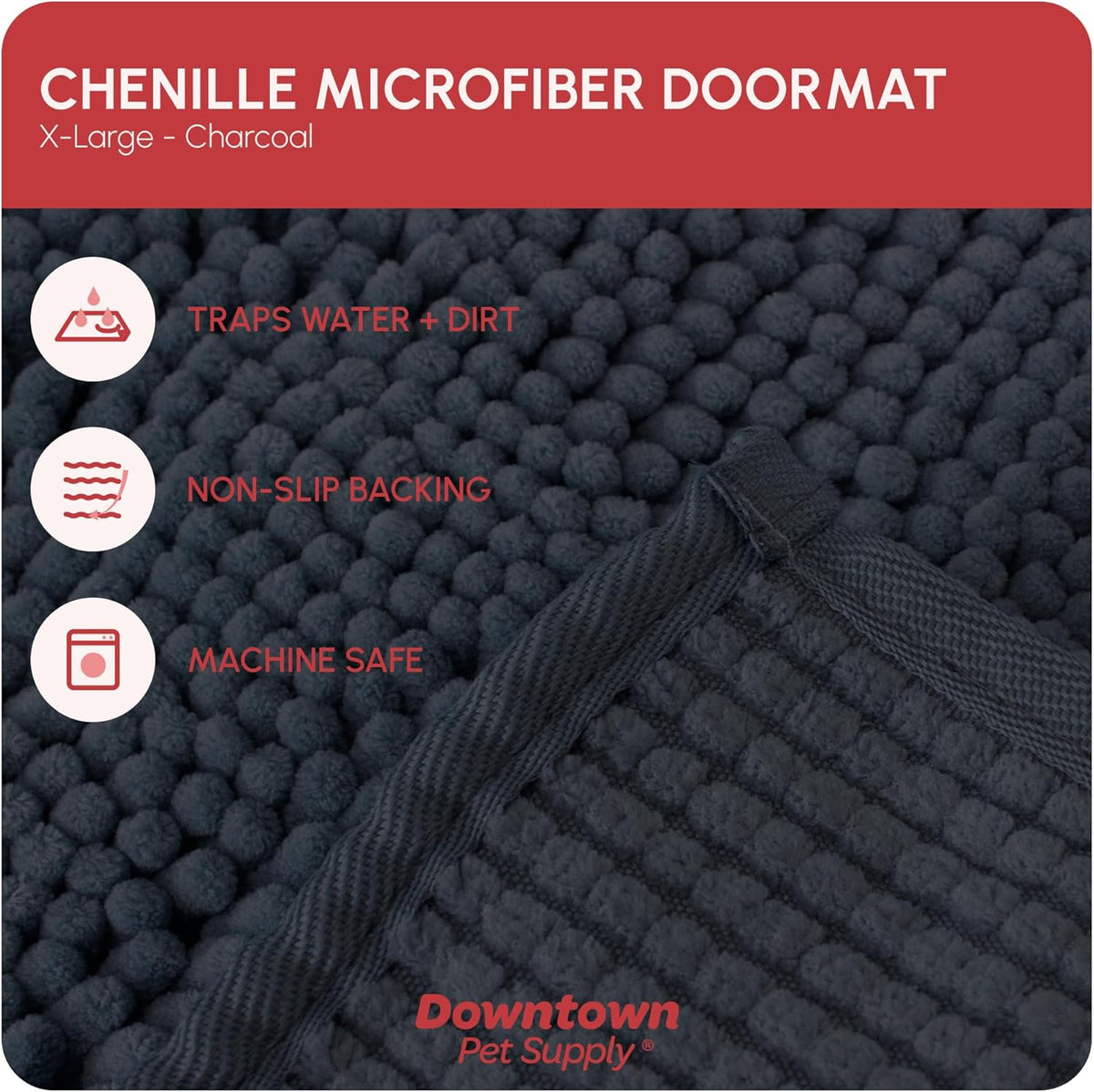 My Doggy Place Microfiber Dog Mat for Muddy Paws, 60" x 36" Charcoal - Non-Slip, Absorbent and Quick-Drying Dog Paw Cleaning Mat, Washer and Dryer Safe - X-Large/Runner
