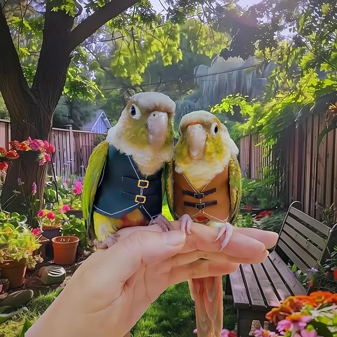 Bird Clothes, Parrot Leather Jacket, Cute Bird Costume Cosplay Photo Prop, Parrot Apparel for Eclectus, Budgerigar, African Greys Parakeet, Conure, Cockatiel, Love Birds-Cowboy Style,Blue,S