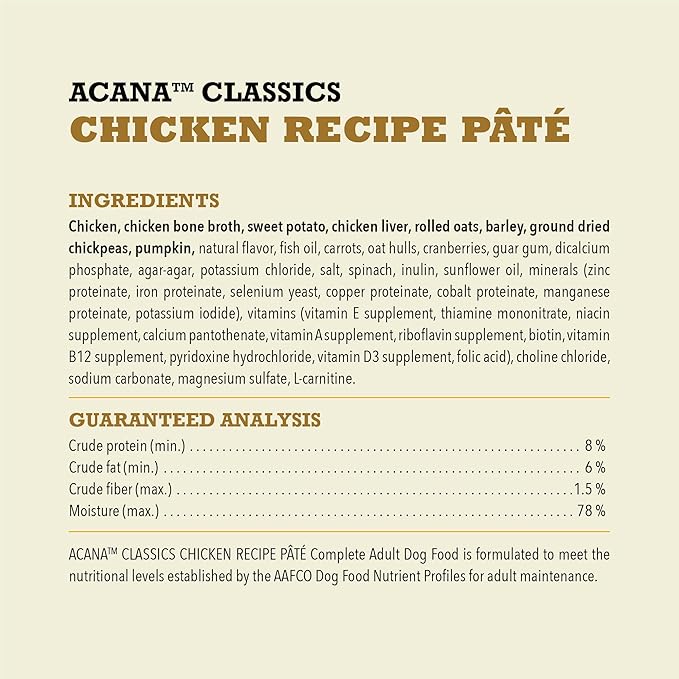 ACANA Classics Pate Wet Dog Food Chicken Recipe 12.5oz Cans (12 Count)