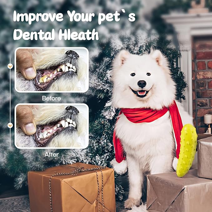 Toys for Aggressive Chewers, Tough Rubber Chew Toy, Squeaky Toy for Small, Middle and Large Dog Breeds (Chew, Cucumber, Yellow)