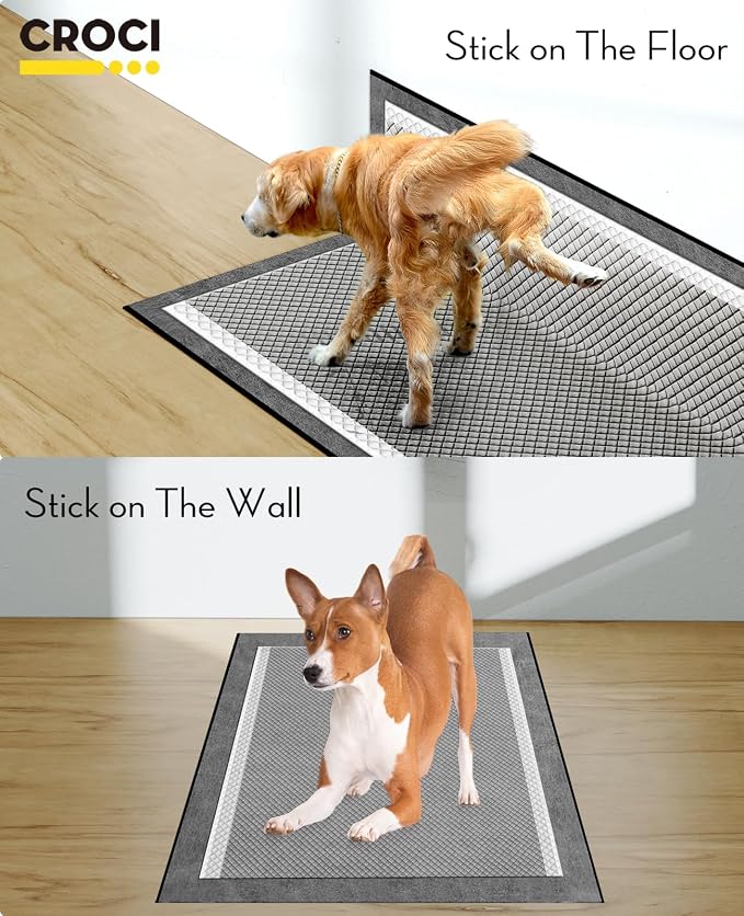 CROCI Charcoal Pee Pads for Dogs Odor Control Leak Proof XXL 30x36in 40Ct | Super Absorbent Dog Pee Pads with Adhesive Tabs, Heavy Duty, Dog Potty Training, Quick-Dry Surface, Disposable