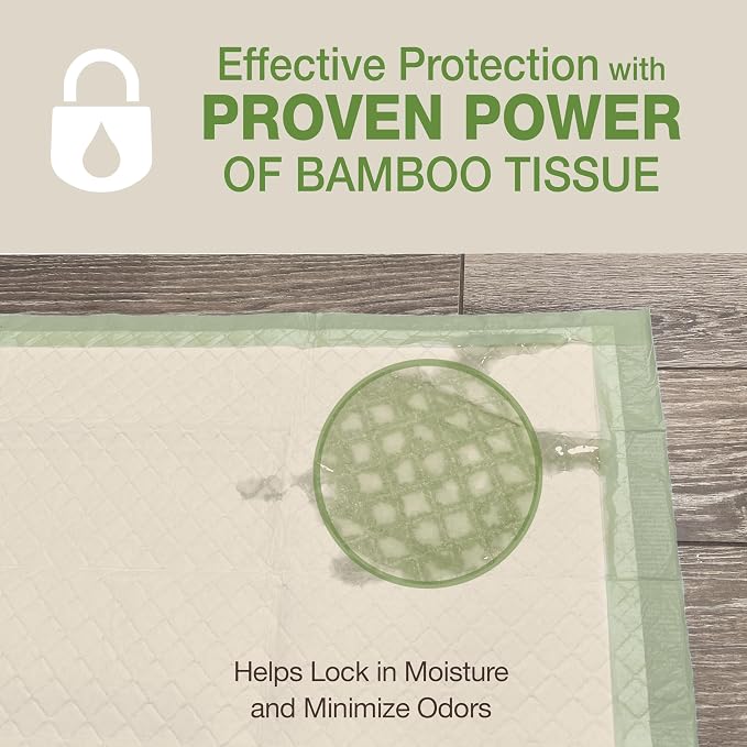 Four Paws Wee-Wee Superior Performance Eco Bamboo Dog Pee Pads, 14 Count | Earth friendly, bleach-free, dye-free, dog & puppy potty training pads, leak-proof, 24-hour protection pee pads, 22" x 23"
