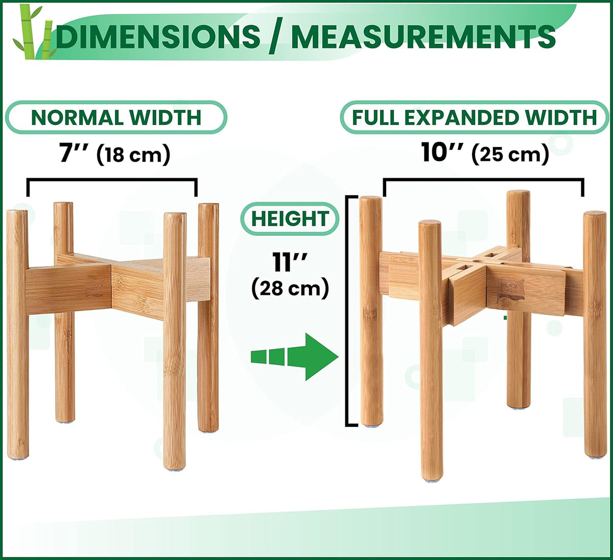Dog Bowl Stand for Large Dogs - Raises Feeders and Bowls to 12-inch High, Expandable Sideways, Compatible to Various Sizes of Slow Feeders, Water Dishes and Fountains - Bamboo