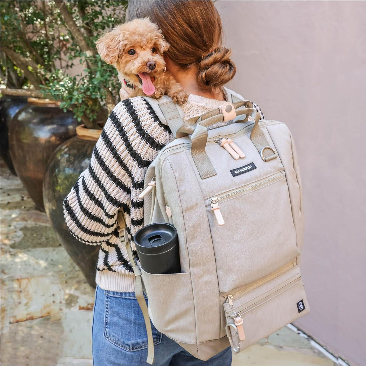 Porter 2-in-1 Dog Gear Backpack – Premium Dog Travel Bag with 10 Pockets, Zip-Off Treat Pouch, Leash Clip, Waterproof Pockets & Water Bottle Holder – Weekend, Hiking, Camping, Sand