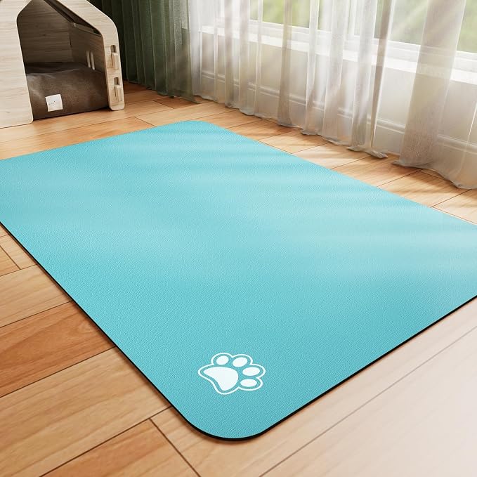 HotLive Dog Food Mat - Absorbent Cat Mat for Food and Water, No Stains Pet Feeding Bowl Mat, Easy to Clean Pet Placemats, Quick Dry Dog Water Dispenser Mat for Messy Drinkers | Paw Teal 12"x 19"