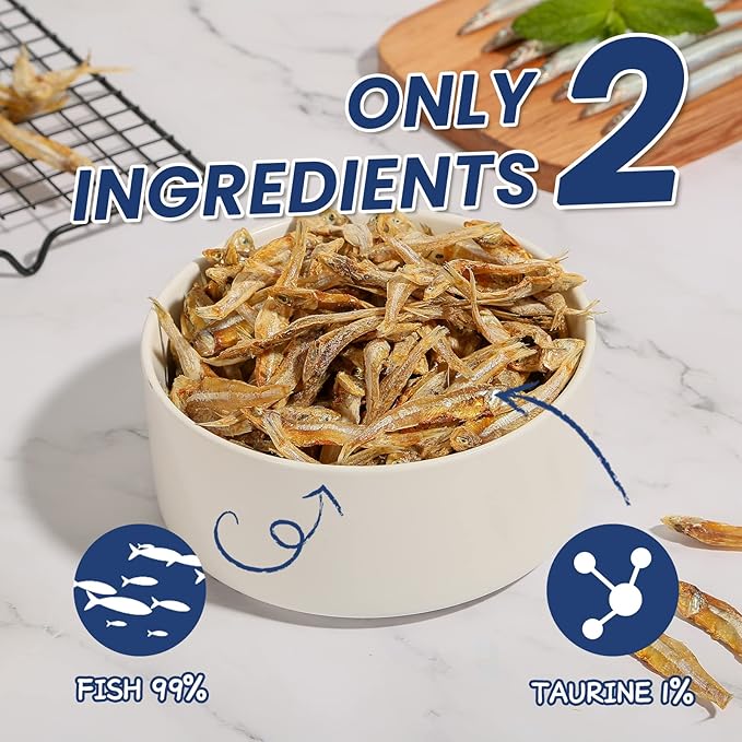 PAWUP Whole Fish Treats for Dogs, Air Dried -100% Wild-Caught Fish Treat, Only Two Ingredient, High in Protein and Omega-3, 8oz