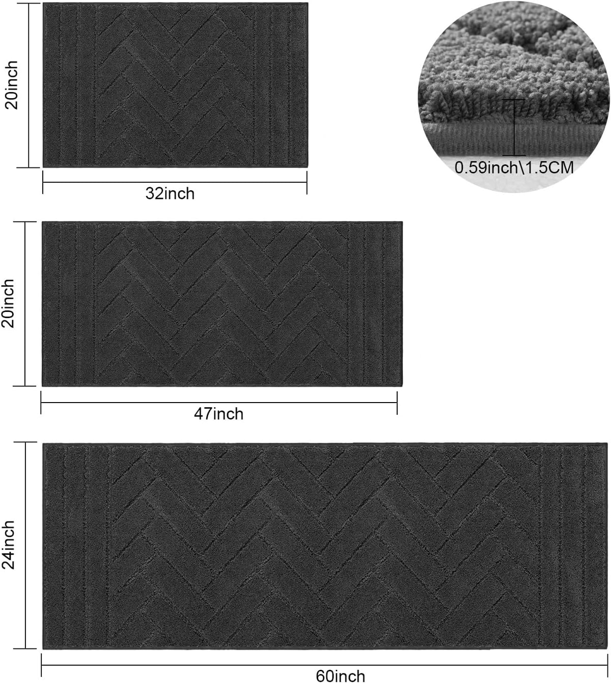 Tindbea Dog Bed Mat,Dirt Trapper Mud for Dogs,Mud for Dogs Large,Absorbent Door Mat Indoor for Muddy Paws,Soft Non-Slip Backing Pet Runner Rug for Inside Floor (20"x48",Charcoal)