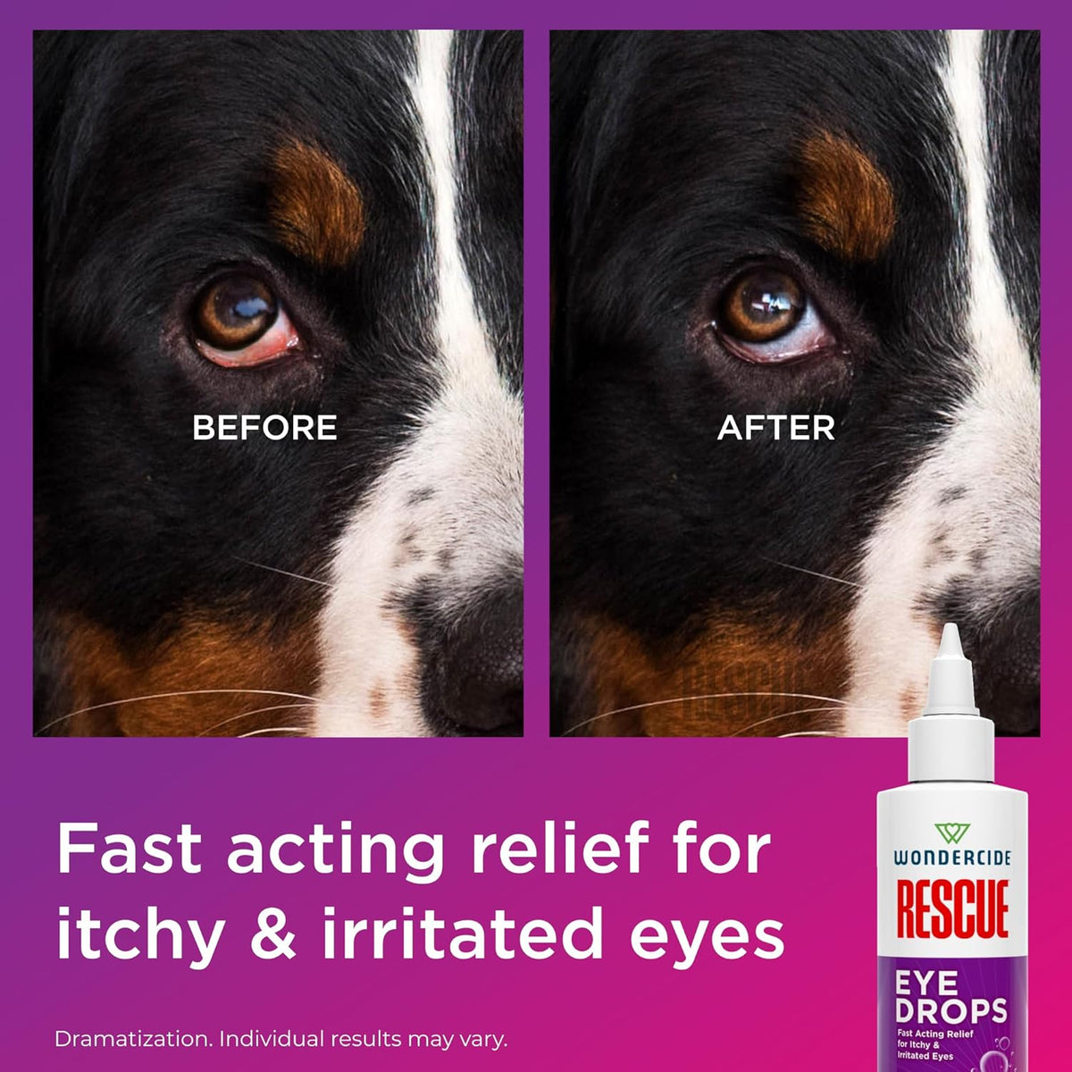 Wondercide Rescue - Eye Drops and Wash for Pets - Relief for Dogs and Cats from Allergies, Itchy Red Irritated Eyes, Discharge - with Pure Hypochlorous - 4 oz